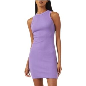 Skims Cotton Ribbed Tank Mini Dress in Ultra Violet